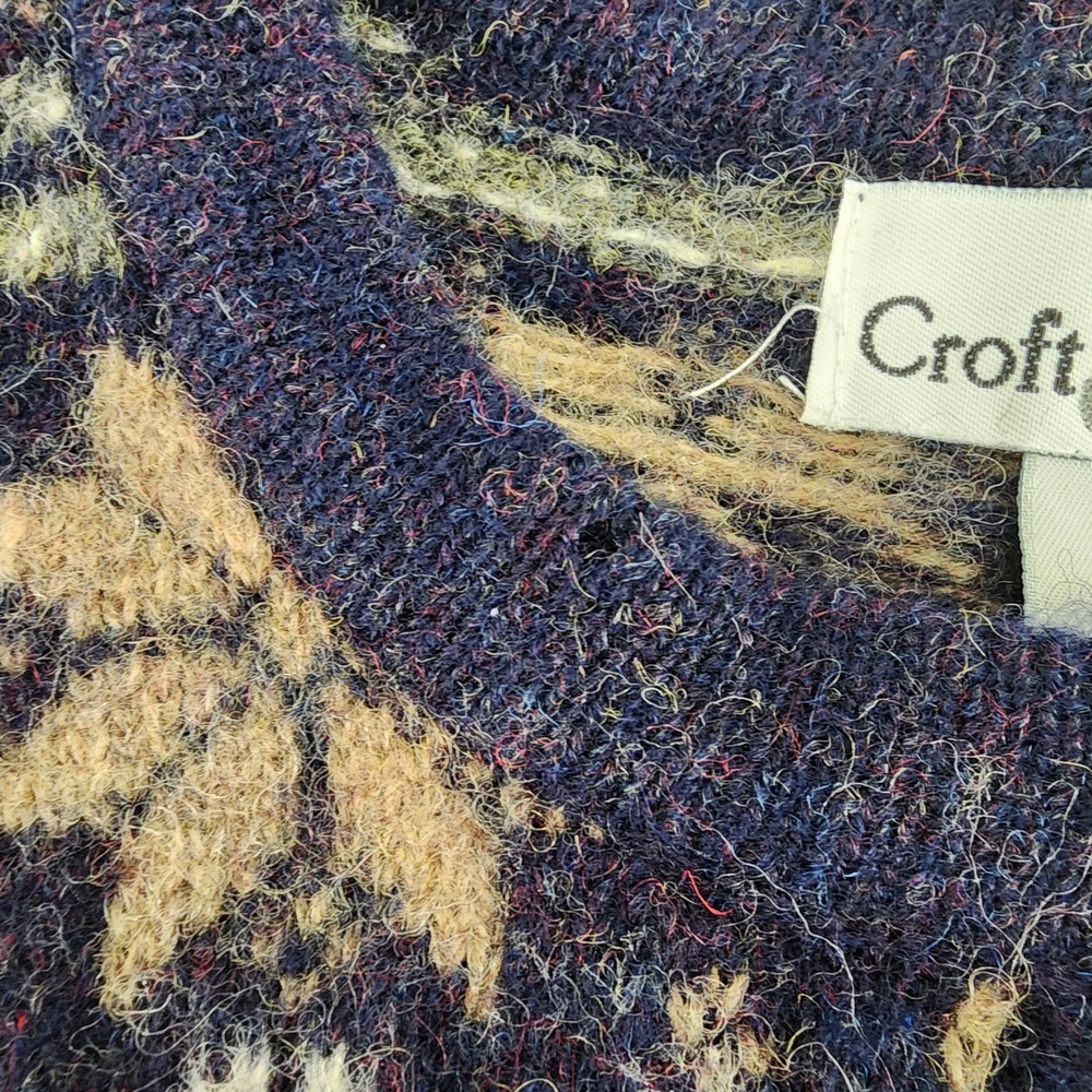 Croft & Barrow Blue Wool Fair Isle Reindeer Snowflake Cardigan Sweater Womens L - Picture 5 of 7